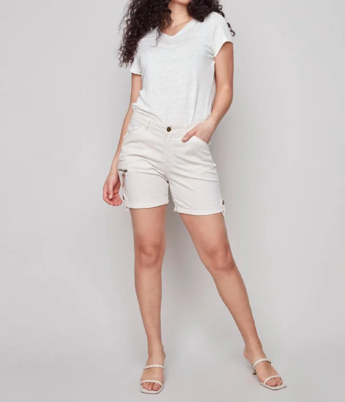 Feminine Soft - Hued Styles Mid Rise Relax Short In Natural