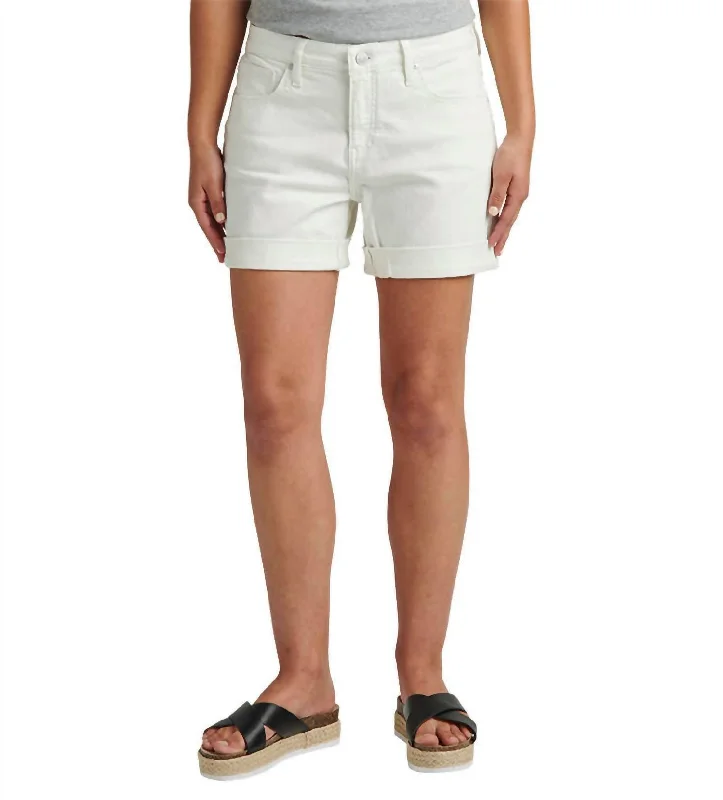 Festival Fashion Alex Boyfriend Mid Rise Short In White