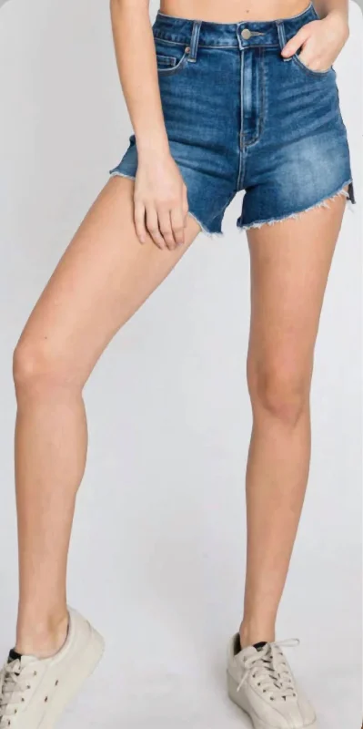 Best Sellers Step Up High Rise Shorts In Dark Denim