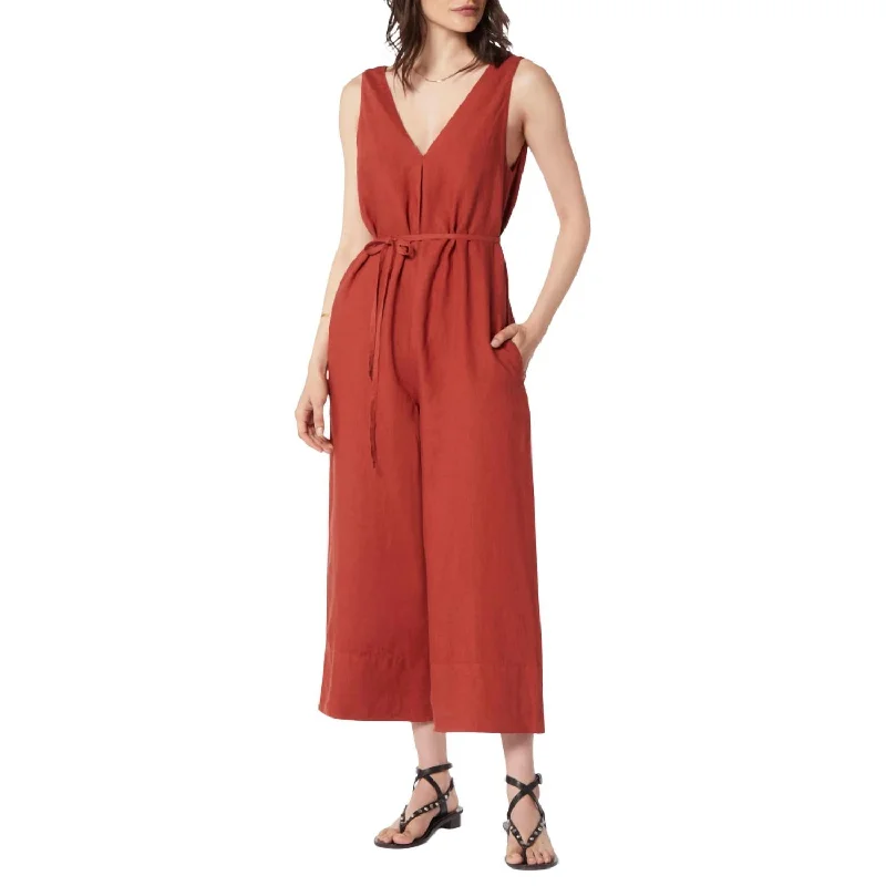 Fashion Sale Brier Linen Jumpsuit In Burnt Henna Red