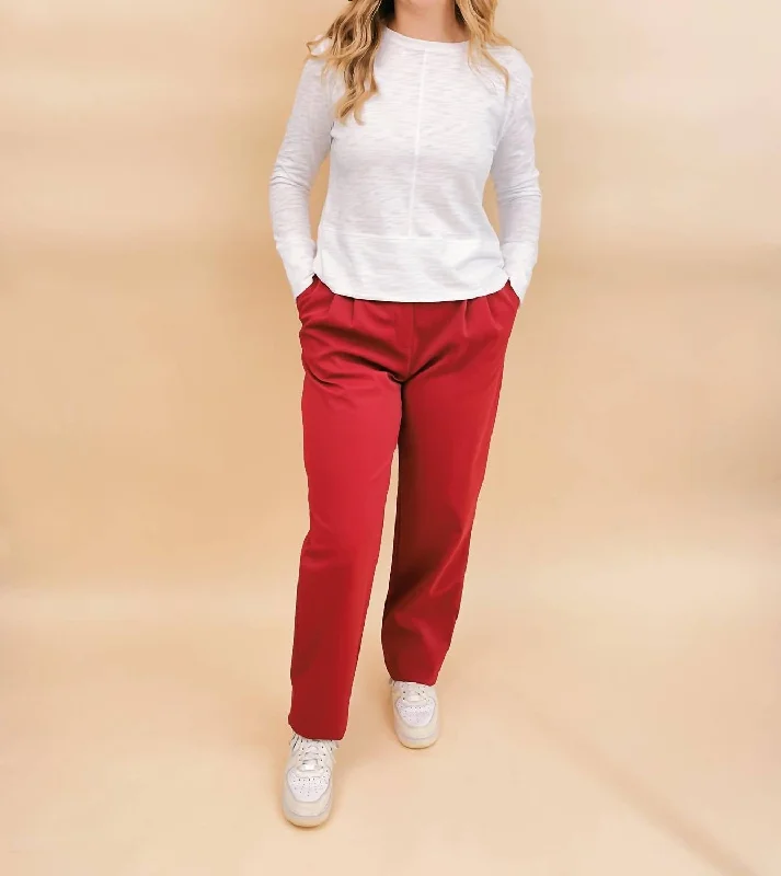 Score Big On Glamorous Red - Carpet Styles Sophia Faux Leather Trousers In Red