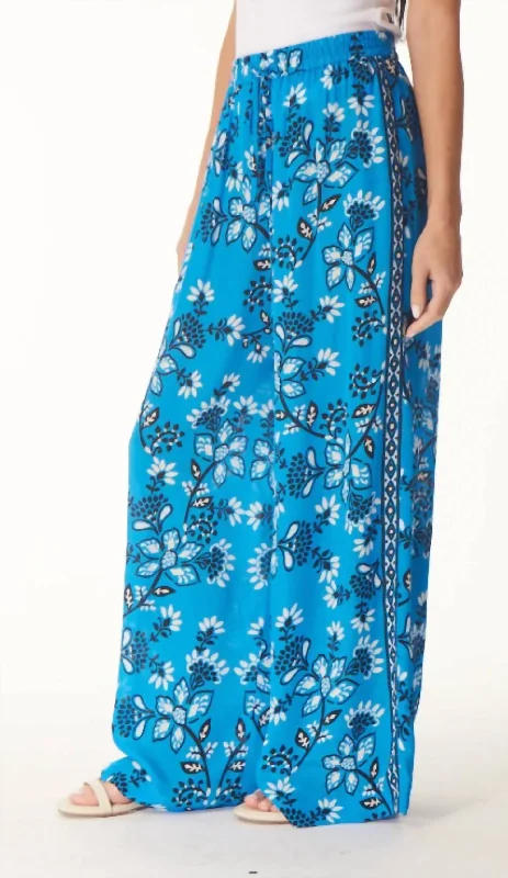 Pastel Styles Miriam Pant In Blue Batik Print