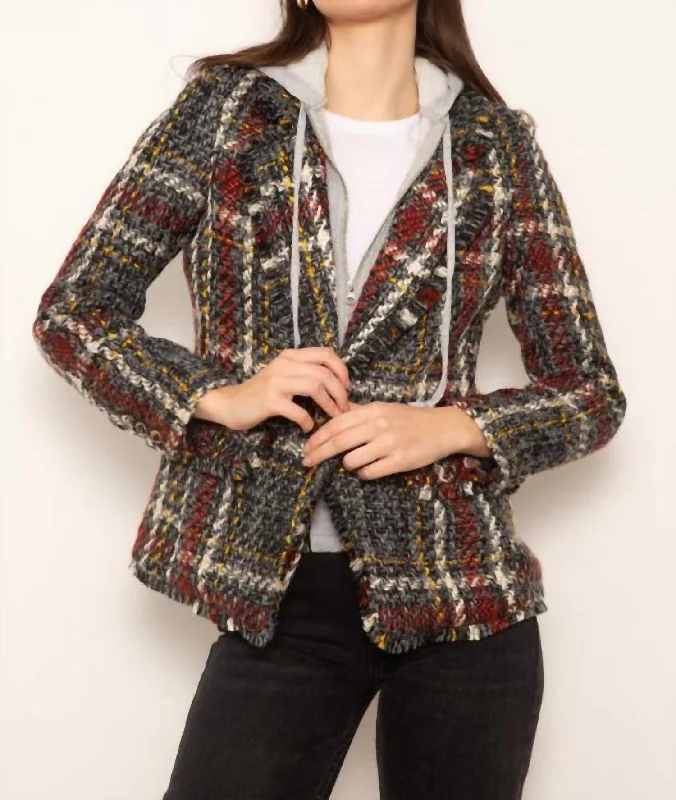 Vintage Inspired Fashion Sale Barrett Frayed Tweed Dickie Blazer In Grey Multi