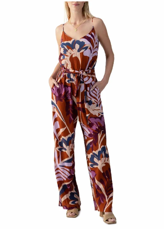 Art Deco Geometric Pattern Look All Day Jumpsuit In South Palm