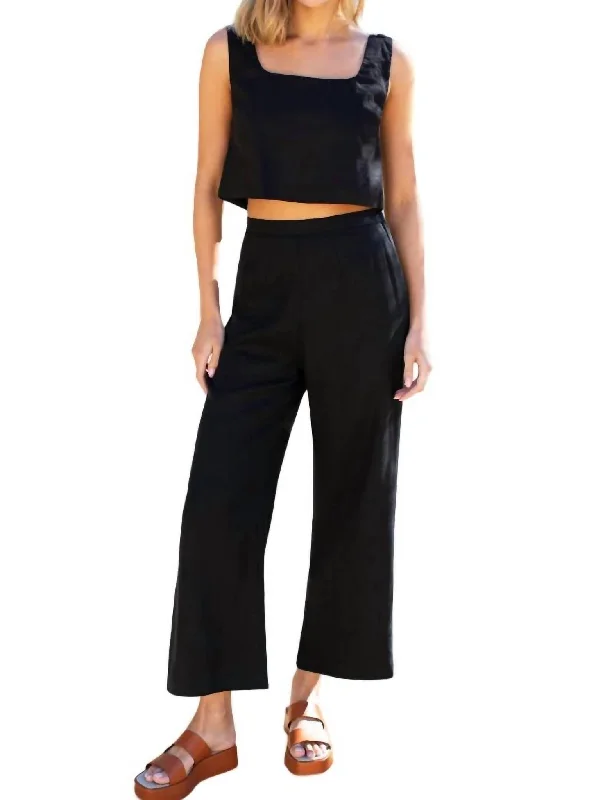 Trending Items Roma Pant In Black Linen