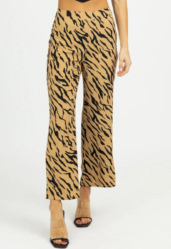 Low Price Special Zebra Wide Leg Pants In Tan