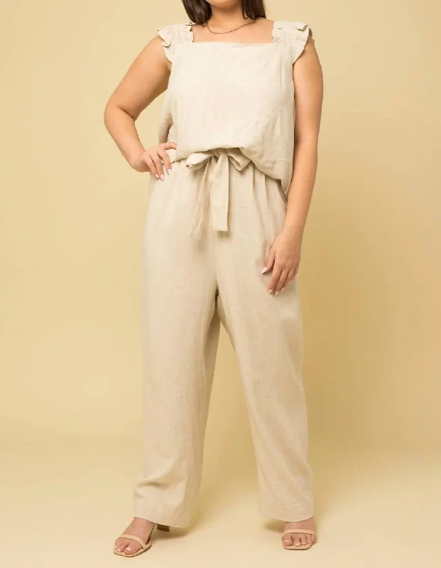 All Season Basics Discount Linen Paper Bag Pants In Natural