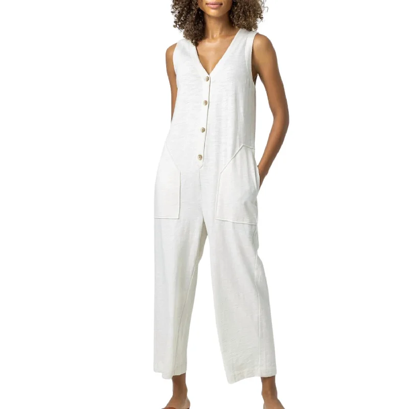 Sustainable Fashion Extravaganza Sleeveless Jumpsuit In Gardenia