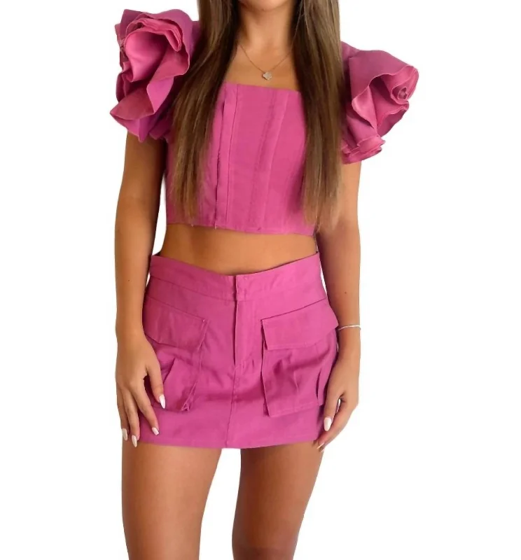 Must Haves Hailey Cargo Mini Skort In Pink