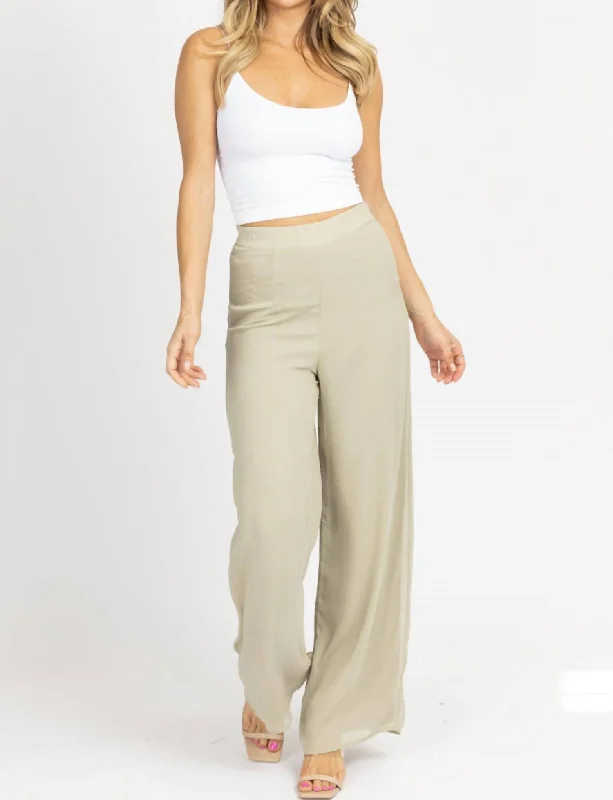 Trendy Styles Wide Leg High Rise Pants In Sage