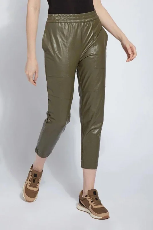 Don't Miss Out Women's Brisk Leather Jogger In Green Ivy