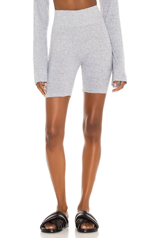 All Season Basics Discount The Knit Rib Bike Short In Light Grey