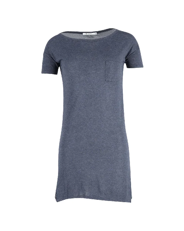 Trend Alert T by Alexander Wang Scoop Neck Mini Dress in Blue Rayon