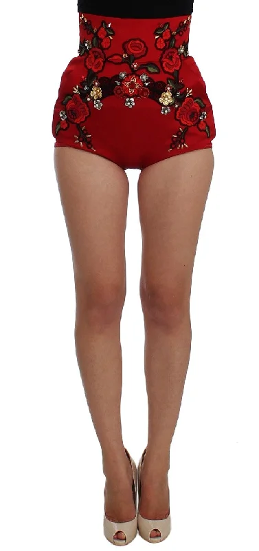 Disco - Inspired Retro Dance Look Dolce & Gabbana Enchanted Sicily Crystal-Embellished Silk Women's Shorts