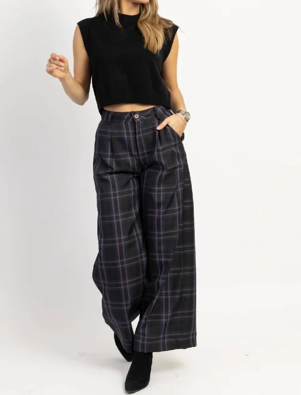 Summer Fashion Francoise Plaid Trouser Pant In Charcoal