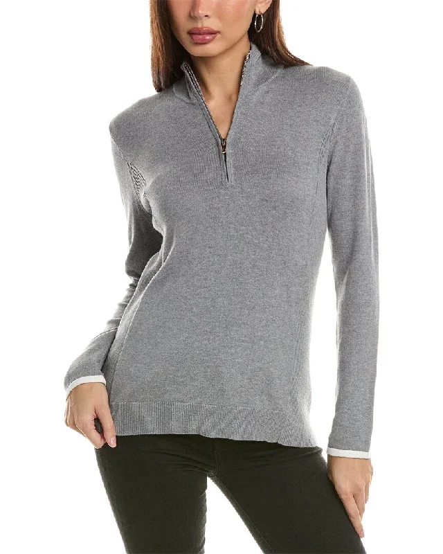 Luxe Layering Hannah Rose Tee Time Cashmere-Blend 1/4-Zip Pullover