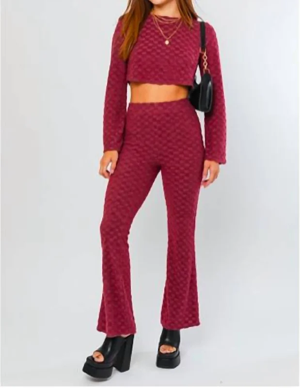 Gift Ideas Checkered Pants In Burgundy