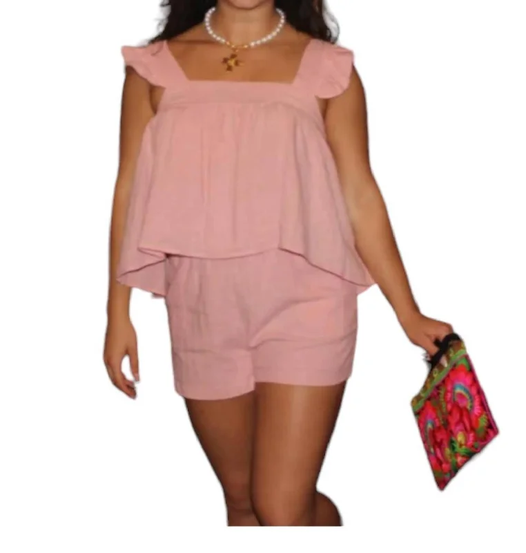 Elevated Style Stella Solid Gauze Shorts In Light Pink