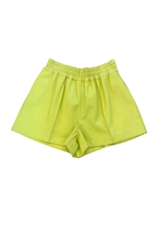 Weekend Special Faux Leather Shorts In Green