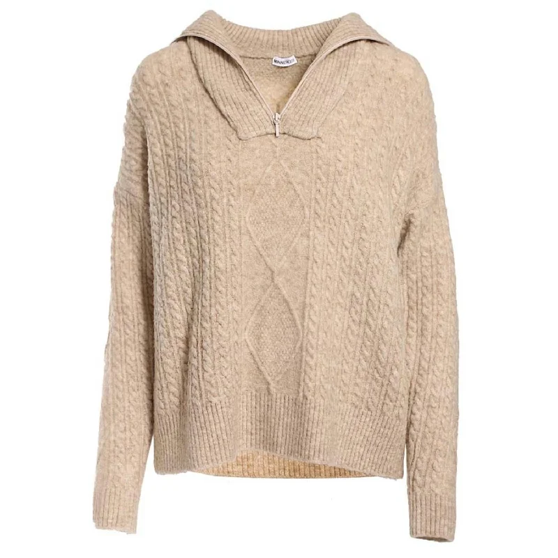 New Season Fashion Preview Cuddle Cable Half Zip Pullover In Wheat