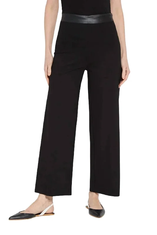 Casual Elegance Denver Hi Waist Wide Leg Ponte Pant In Black