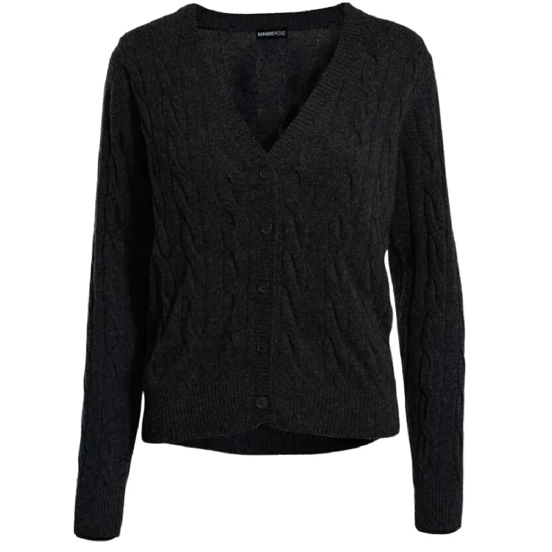 Step Ahead, Lead The Trend Cable Knit Cardigan In Black