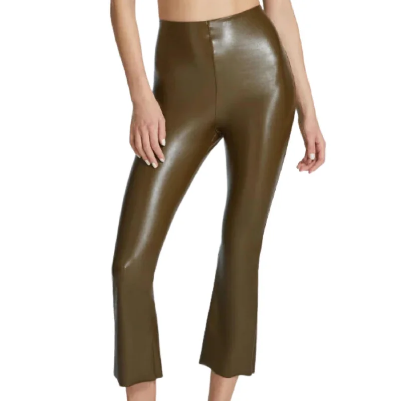 Mother's Day Special Faux Leather Cropped Flare Pants In Cadet