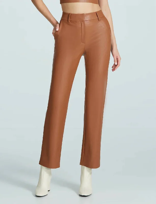 Timeless Classics Faux Leather Trouser In Cocoa