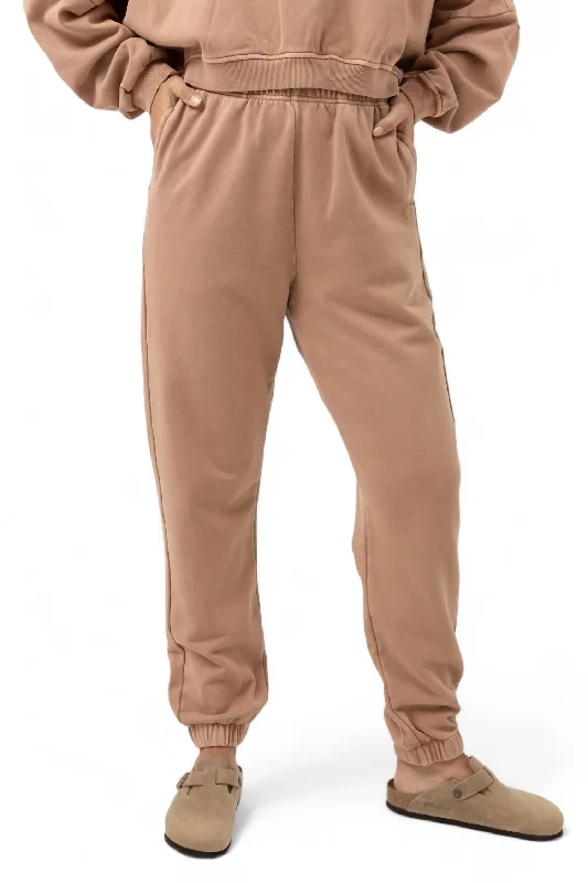 Budget Friendly Fashion Stacked Track Pant In Caramel