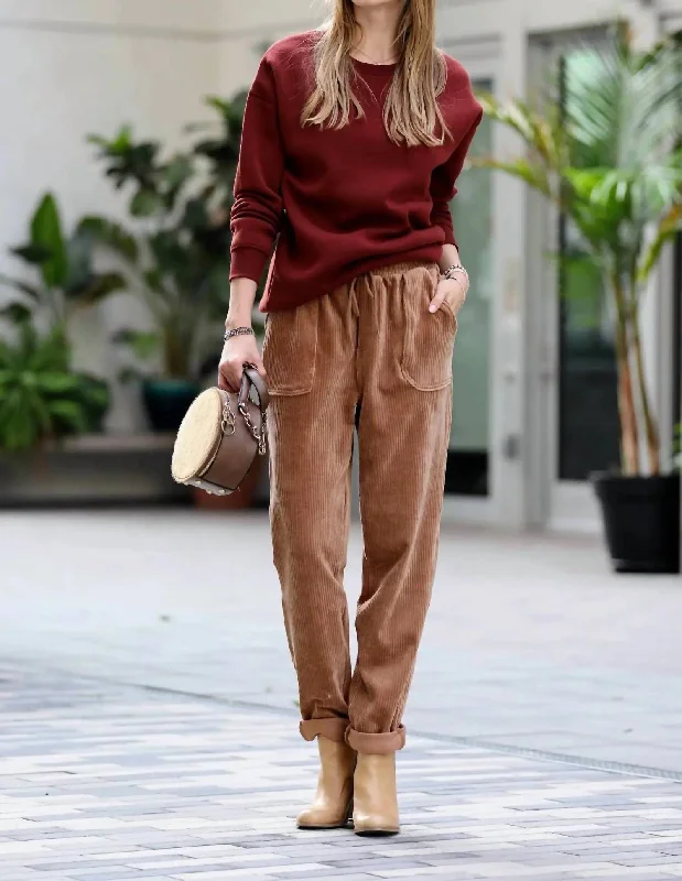 Mid Season Sale Corduroy Cuffed Pants In Deep Camel