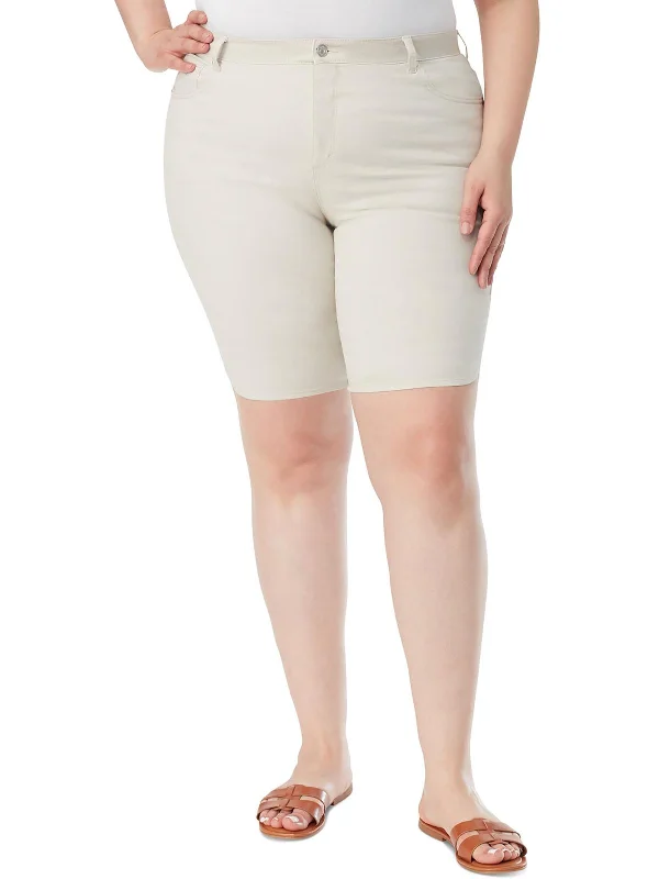 Hot Styles Plus Womens Slimming High Rise Bermuda Shorts