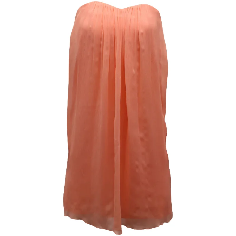 Parisian Effortless Chic Style Alice + Olivia Strapless Dress in Peach Polyester