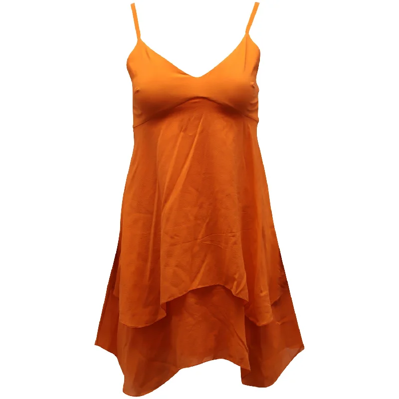 Ethnic Cultural Event Wear Alice + Olivia Tiered Mini In Orange Silk