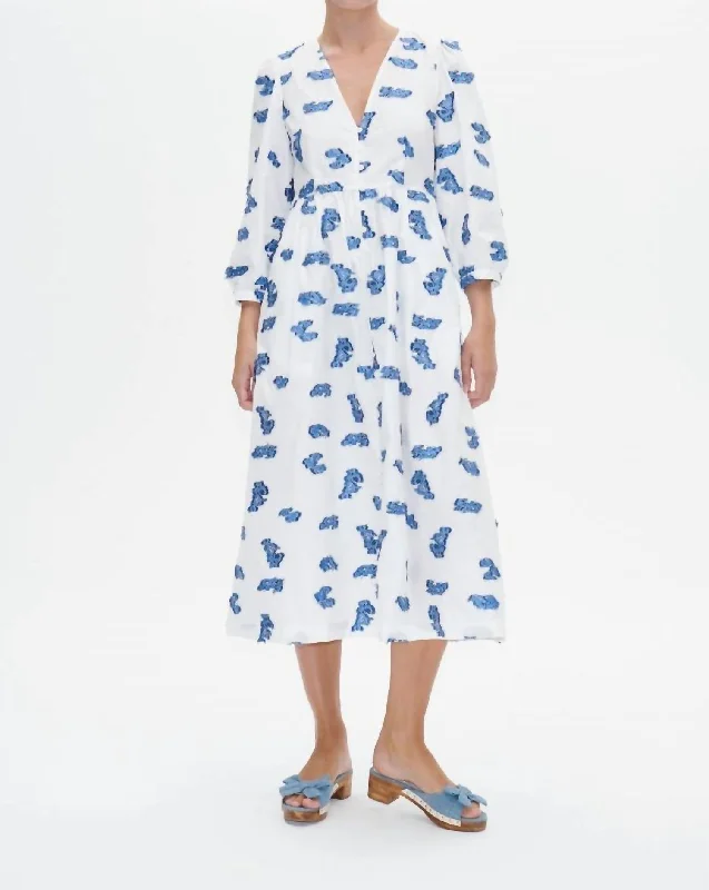 Flash Sale Event Asina Dress In Blue Bouquet