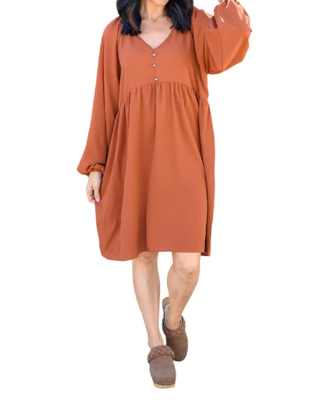 Discover Promotions Babydoll Dress In Rust