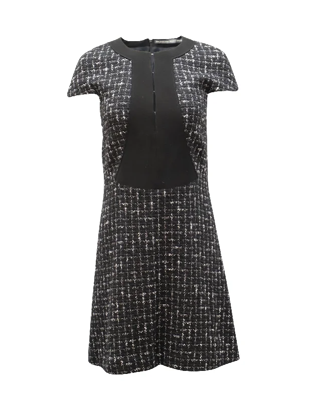 You'Ll Love Us Because Balenciaga Tweed Shift Dress in Black Cotton