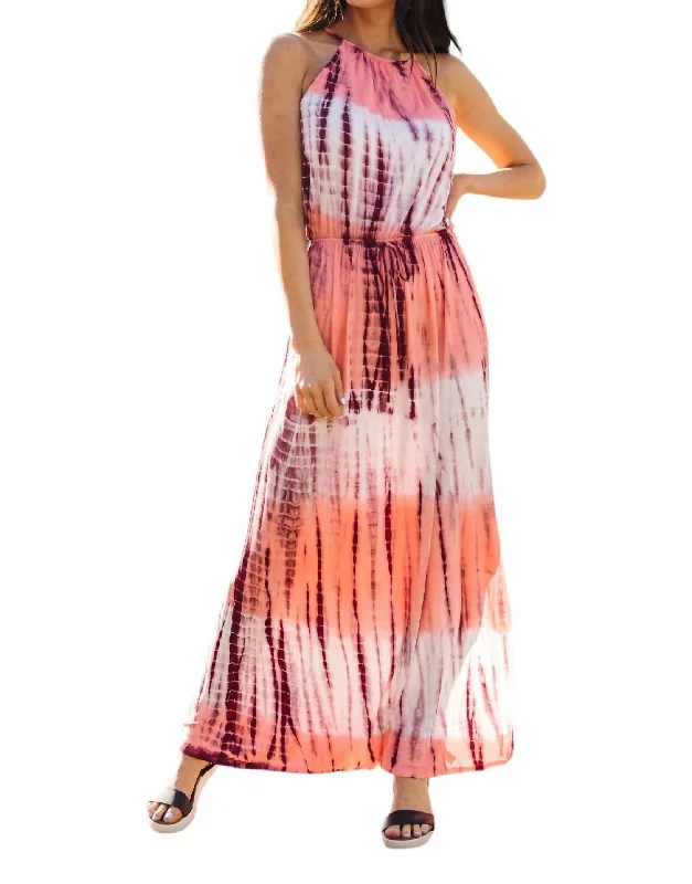 Flash Sale Bamboo Coral Halter Dress In Pink