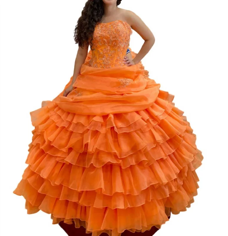 Latest Trends Beaded Quinceañera Full Skirt Dress In Sunset