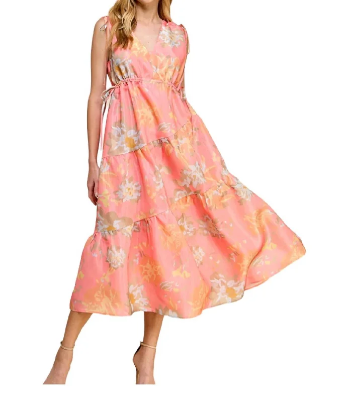 Modern Romance Chic Apricot Dress In Pink