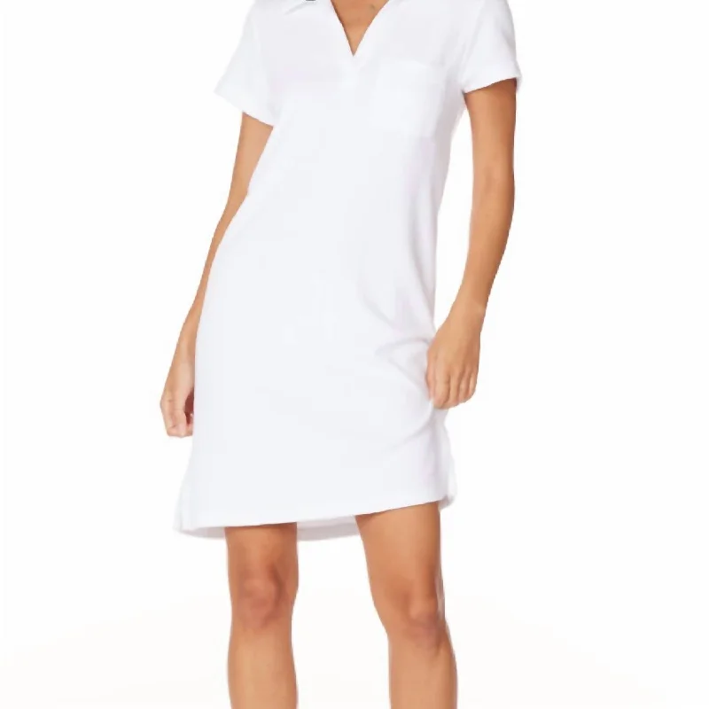 Limited - Edition Drops Collar Polo Dress In White