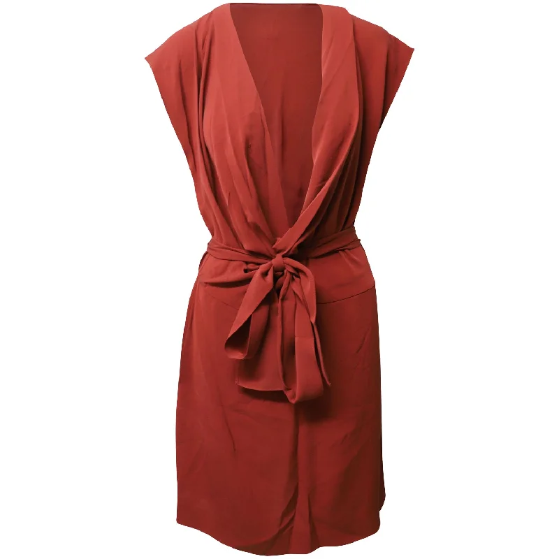 Y2K Nostalgic Fashion Look Diane Von Furstenberg Reara Draped Dress in Red Silk