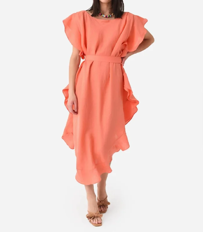 Update With Cottagecore Styles Eden Dress In Coral Linen