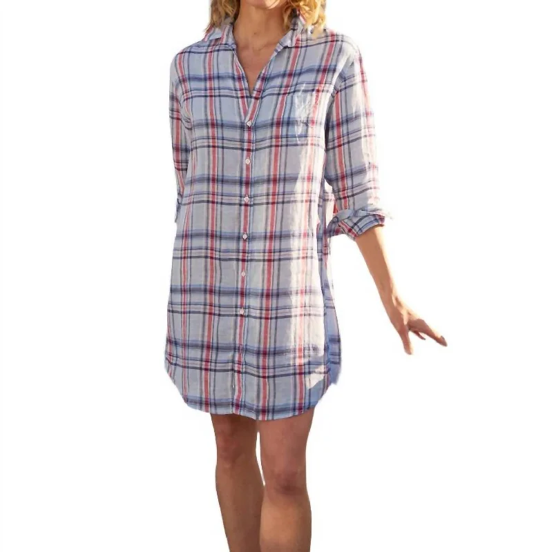 Vintage Style Clothing Sale Mary Classic Shirtdress In Light Blue Plaid