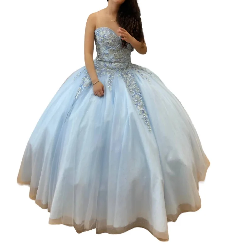 Everyday Wear Quinceañera Off Shoulder Dress In Light Blue