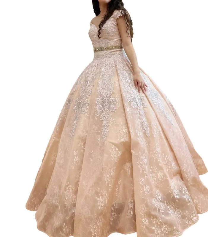 Exclusive Sale Quinceañera V-Neck Dress In Blush