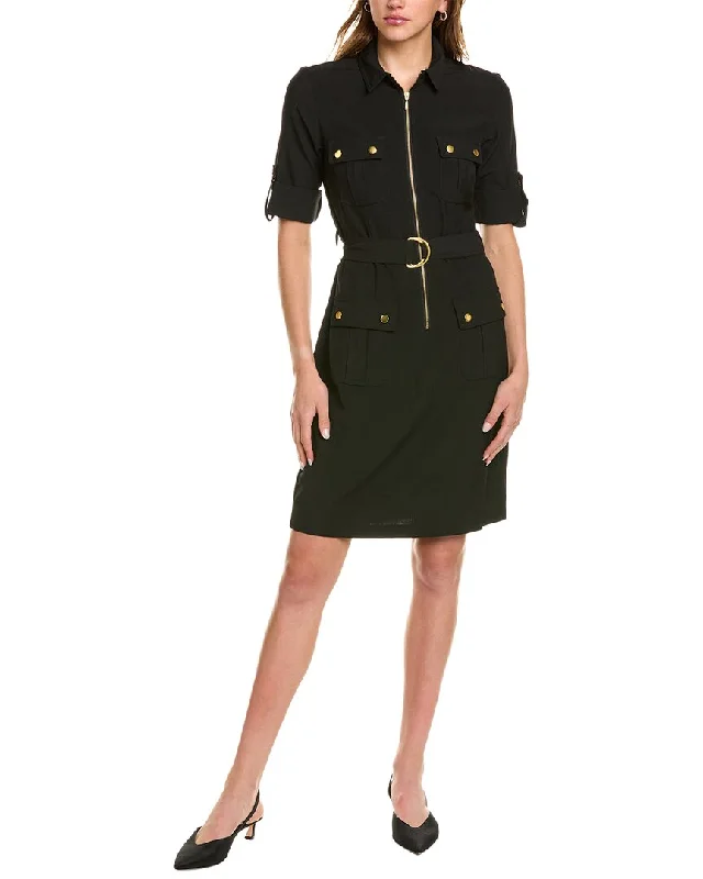 Budget Friendly Sharagano Front Zip Sheath Dress