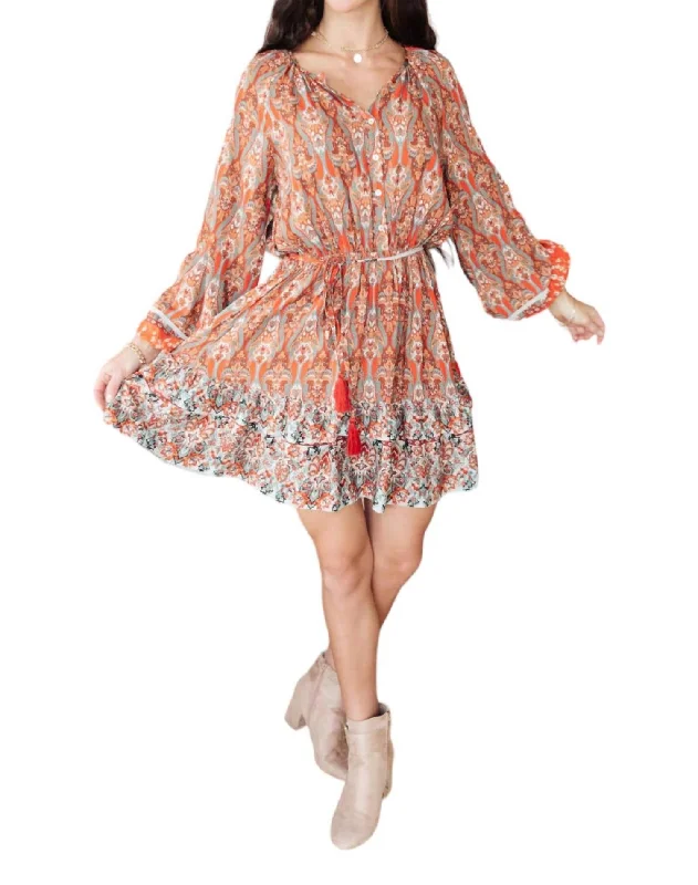 Save On Classic Elegant Styles Sunset Meadow Dress In Orange