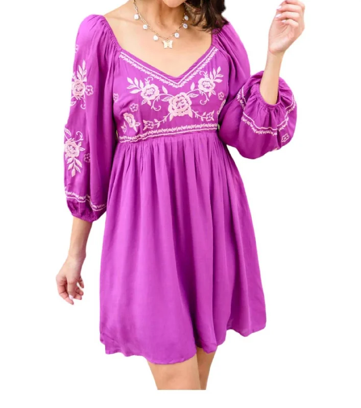 Exquisite Women's Wear Sale Talks Of Color Embroidered Dress In Purple