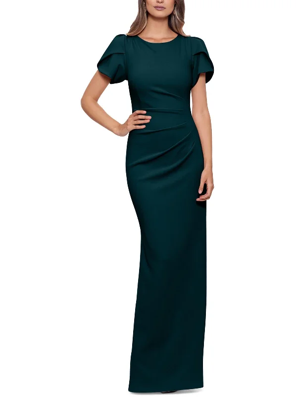 Graceful Movement Womens Ruched Pleated Evening Dress