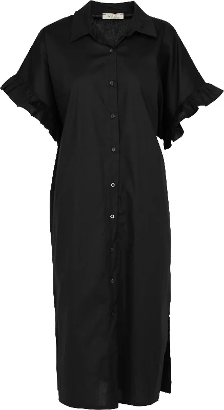 Chic Allure Women's Wander Ruffle Sleeve Dress In Black